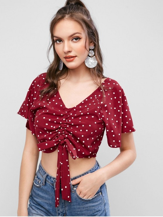 Zaful Labor Day Sale Polka Crop Blouse